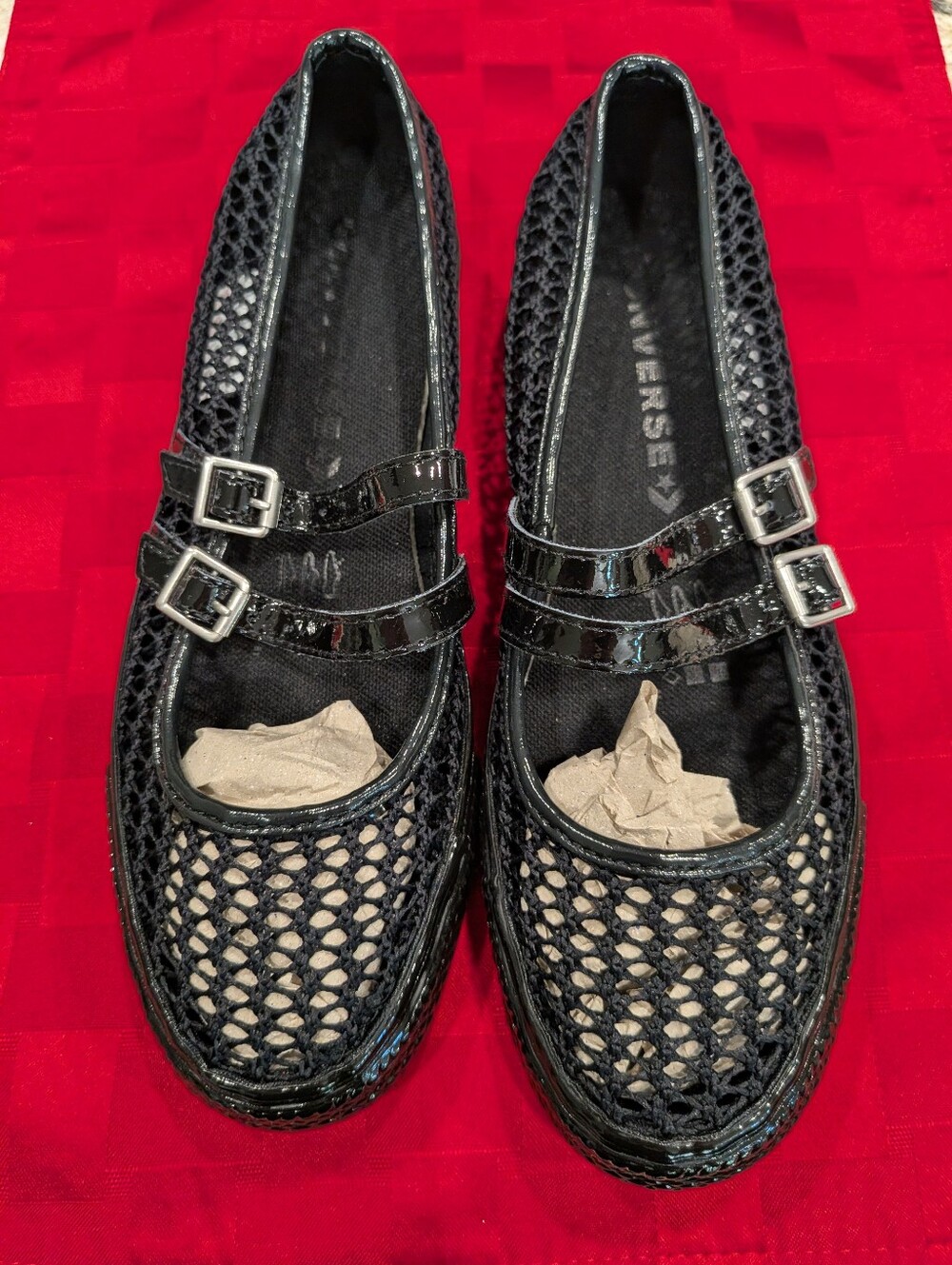 Black Mesh Double-Strap Mary Jane Flats - Picture 2 of 6